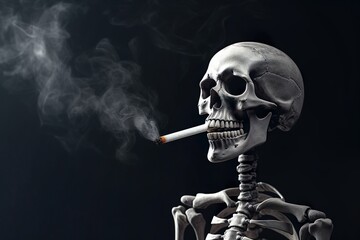 skeleton with smoking cigarettes