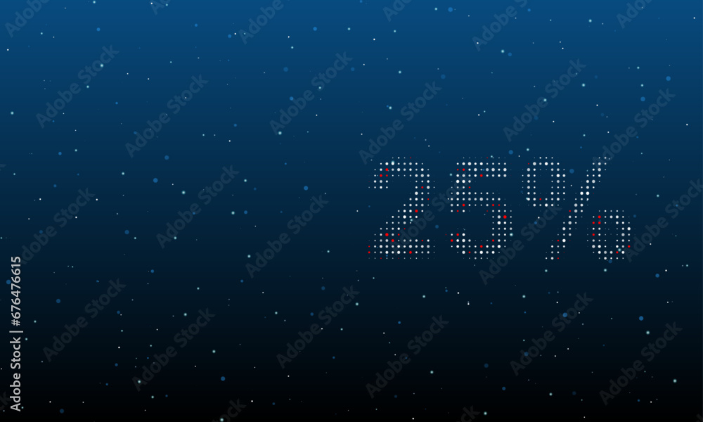 Poster on the right is the 25 percent symbol filled with white dots. background pattern from dots and circl