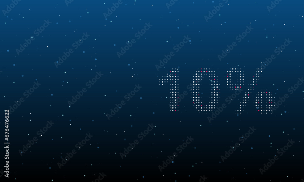 Poster on the right is the 10 percent symbol filled with white dots. background pattern from dots and circl