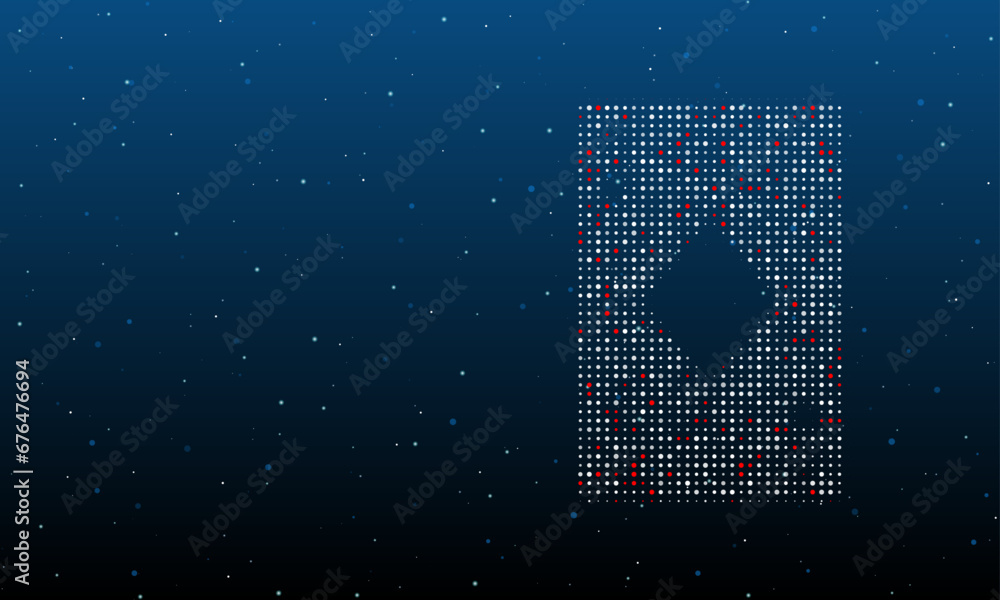 Poster on the right is the ace of diamond symbol filled with white dots. background pattern from dots and c