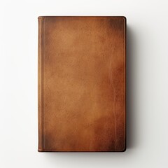 Book in leather cover on white background - obrazy, fototapety, plakaty