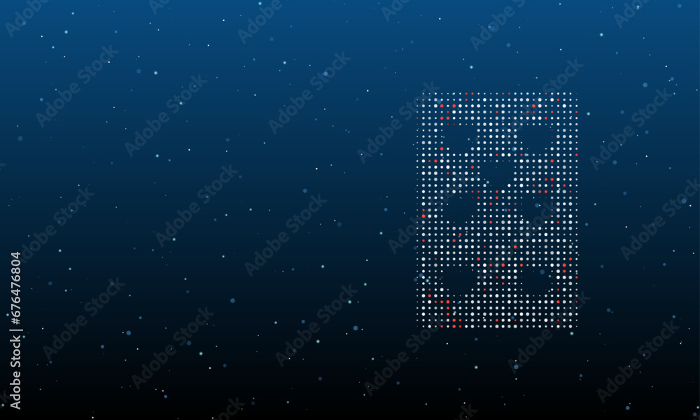 Poster on the right is the seven of hearts playing symbol filled with white dots. background pattern from d