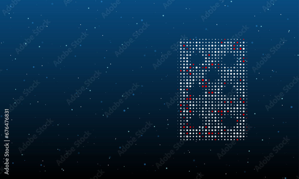 Poster on the right is the seven of spades playing symbol filled with white dots. background pattern from d