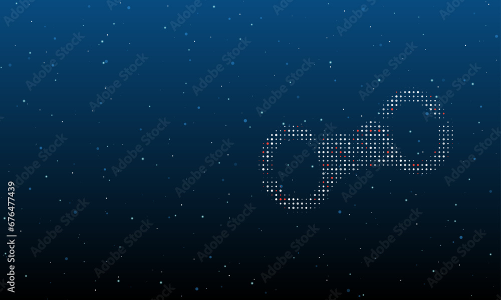 Poster on the right is the handcuffs symbol filled with white dots. background pattern from dots and circle