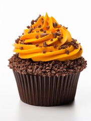 Orange chocolate cupcake with cozy background
