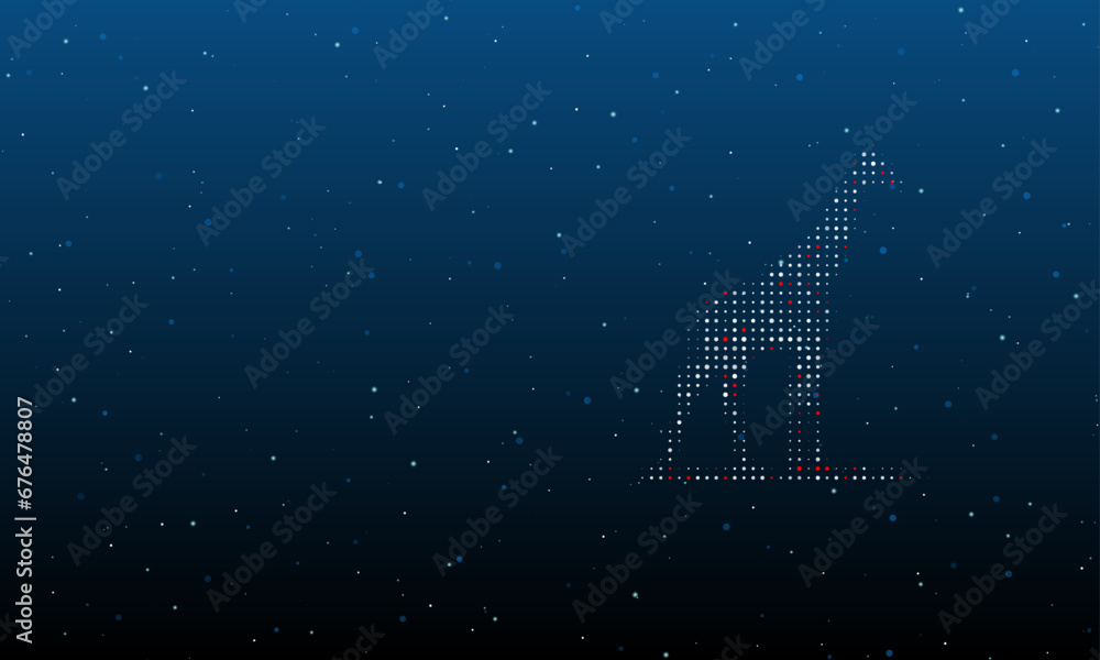 Poster on the right is the wild giraffe symbol filled with white dots. background pattern from dots and cir