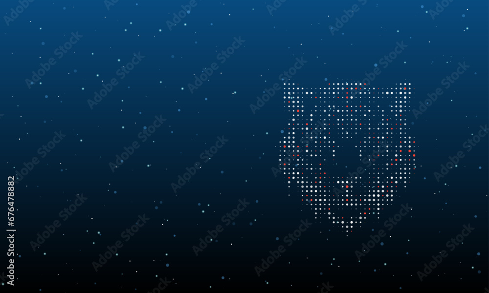 Poster on the right is the tiger head symbol filled with white dots. background pattern from dots and circl