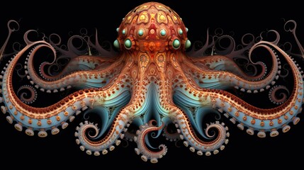 fractal background, octopus