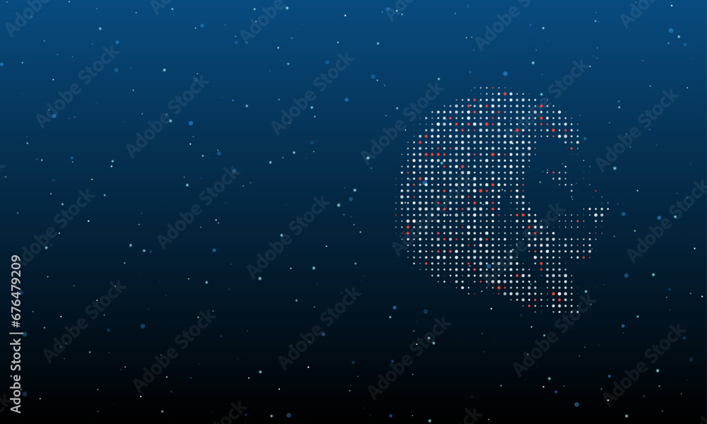 Poster on the right is the lion head symbol filled with white dots. background pattern from dots and circle