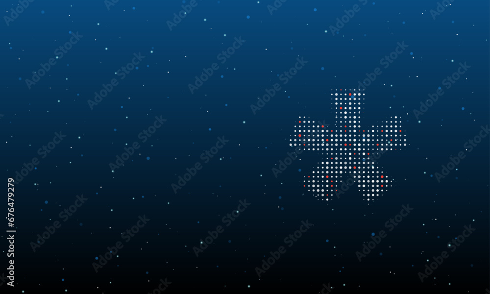 Poster on the right is the multiply symbol filled with white dots. background pattern from dots and circles