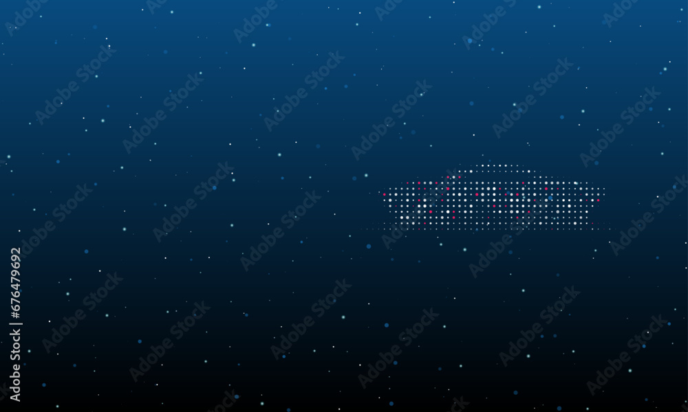 Poster on the right is the future car symbol filled with white dots. background pattern from dots and circl