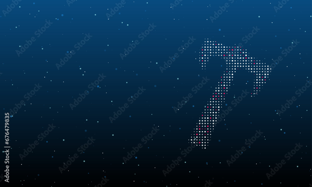 Poster on the right is the axe symbol filled with white dots. background pattern from dots and circles of d