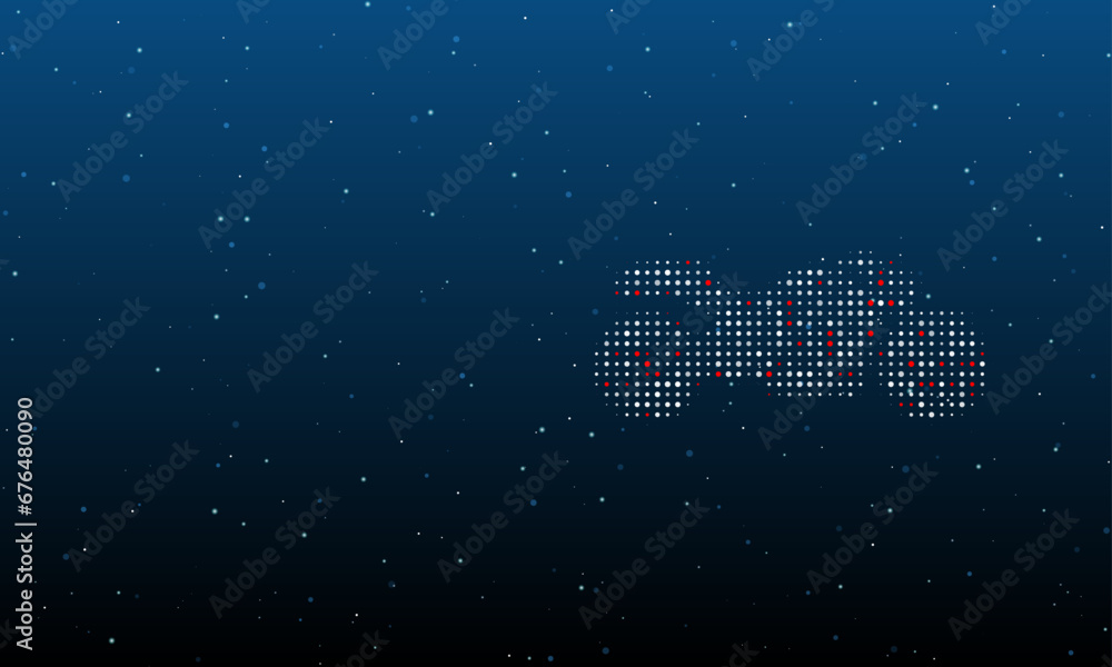 Poster on the right is the bike symbol filled with white dots. background pattern from dots and circles of 