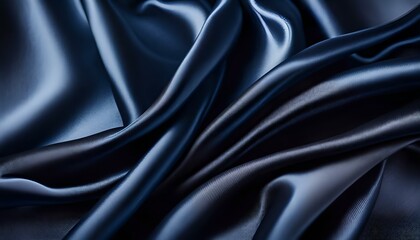 Fototapeta premium beautiful elegant dark blue silk satin fabric background with waves and folds Texture pattern luxury background