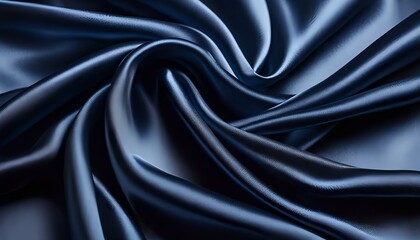 Obraz premium beautiful elegant dark blue silk satin fabric background with waves and folds Texture pattern luxury background