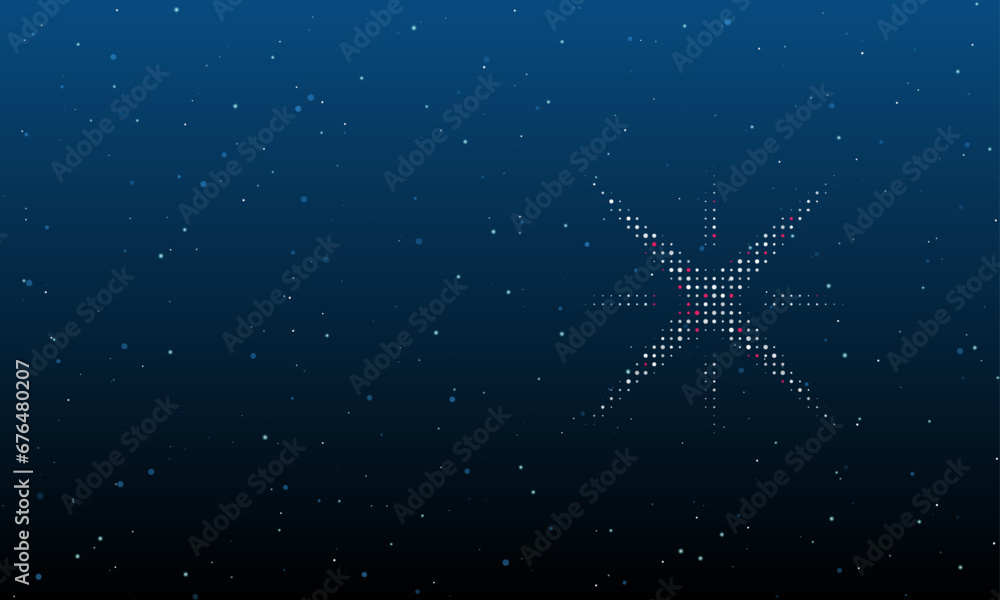 Poster on the right is the star symbol filled with white dots. background pattern from dots and circles of 