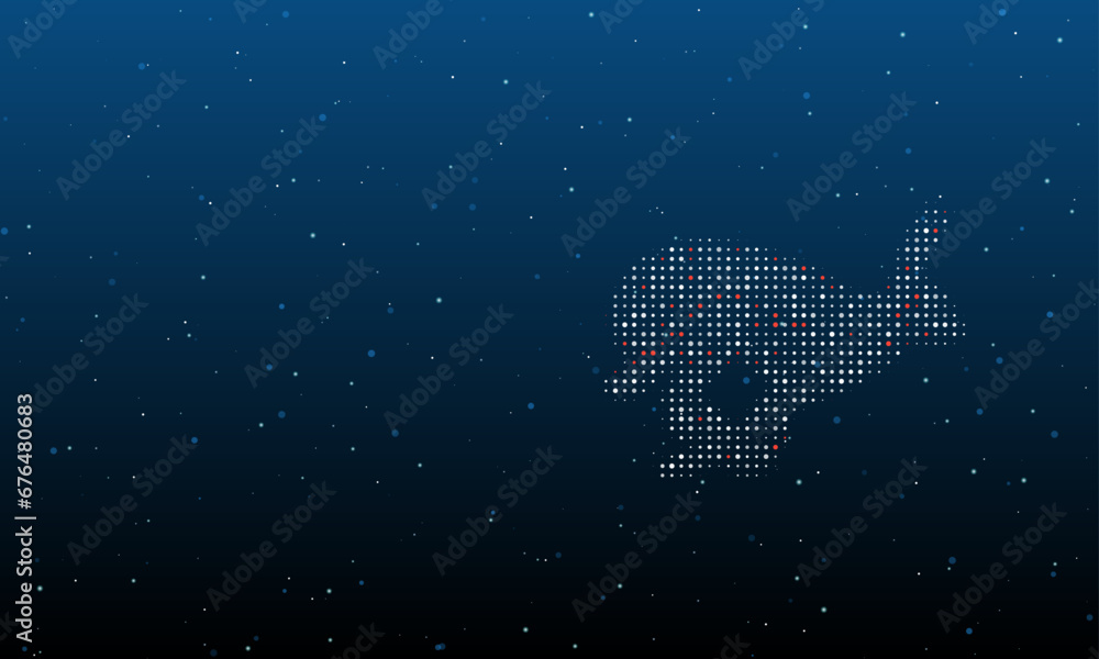 Poster on the right is the hare runs symbol filled with white dots. background pattern from dots and circle