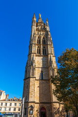 Fototapeta na wymiar Pey-Berland Tower, near the Saint André Cathedral, in Bordeaux, in Gironde, Nouvelle Aquitaine, France