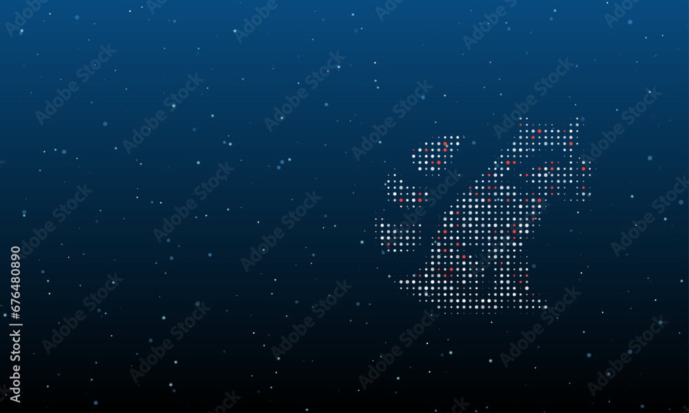 Poster on the right is the raccoon symbol filled with white dots. background pattern from dots and circles 