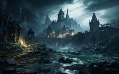 Fototapeta premium a castle from the dark fantasy world