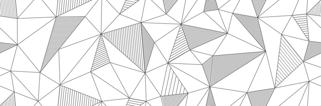 seamless linear pattern forms triangles with hatching elements. Vector illustrations for textures, textiles, simple backgrounds, covers and banners