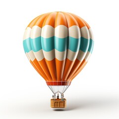 A hot air balloon with people inside of it. Realistic clipart on white background