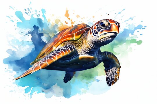 turtle background digital banner wild ocean illustration mitch restoration covered coral barnacles