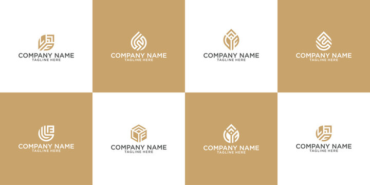 Set Of LF, FL, Abstract Letters Logo Monogram