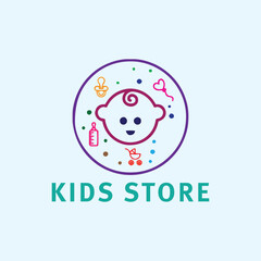 mom baby kids store logo design vector