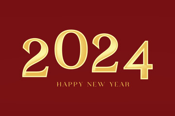 New year 2024 typography vector design element. Golden text effect. Premium vector design for posters, banners, calendar and greetings.
