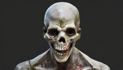 human scary zombie head isolated on a transparent background