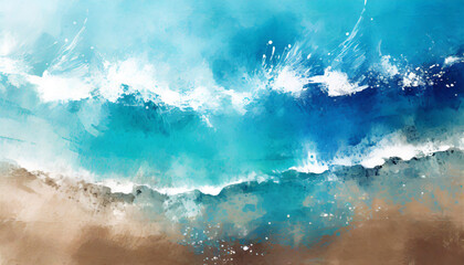 abstract ocean beach paint background creative abstract water blue sea wave painted background...