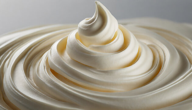close up of a whipped cream swirl on white background soft focus 3d render
