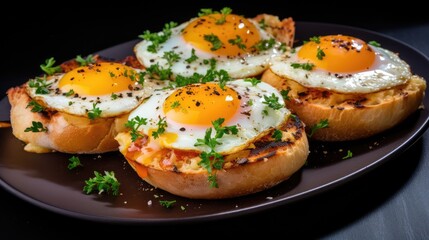 Eggs on English muffins sandwich