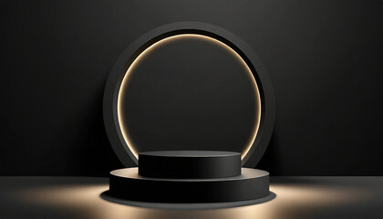 black round arch podium pedestal presentation of a new product studio sale on black friday