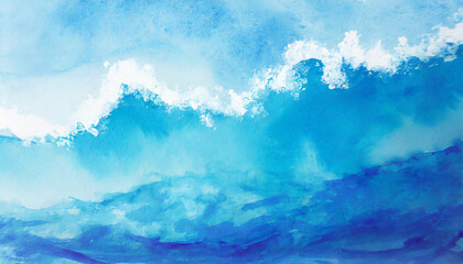abstract watercolor surfing waves blue ocean for textures fresh cheerful and relaxing summer concept positive and healthy tones to background or wallpaper generative ai ai