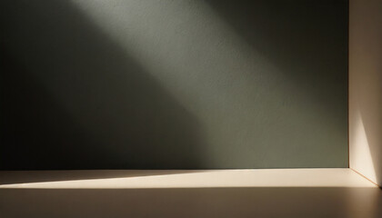 empty light dark wall with beautiful chiaroscuro minimalist background for product presentation mock up