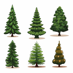set of christmas trees