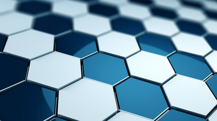 blue and white hexagon striped background, reflective smooth modern background with hexagon pattern, made with generative ai