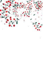 Pink Leaves Background White Vector. Foliage November Set. Green Leaf Isolated. Backdrop Card. Herb Art.