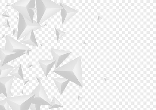 Grizzly Triangular Background Transparent Vector. Pyramid Geometry Texture. Silver Cover Design. Polygon Light. Gray Fractal Template.