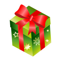 Surprise gift with ribbons and bow. Festive and Christmas gift design