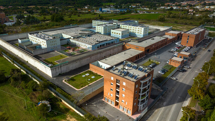 Aerial view of the prison in Rieti, Lazio, Italy.