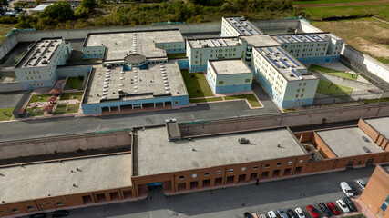 Aerial view of the prison in Rieti, Lazio, Italy.