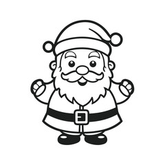 Coloring page of a happy Christmas,child Christmas background with snowman,santa coloring page