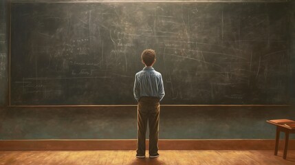 A person standing in front of a chalkboard digital   AI generated illustration