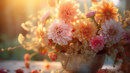 A soft focus image of a bouquet of flowers AI generated illustration