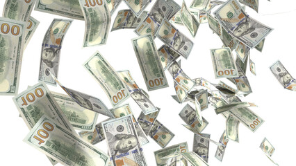 100 Dollar bills falling Transparent Image - obrazy, fototapety, plakaty