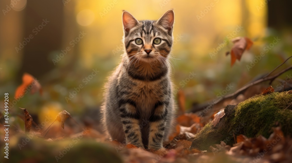 Poster a soft focus image of a cat with shallow depth ai generated illustration