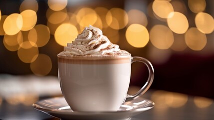 A soft focus image of a cup of hot chocolate   AI generated illustration